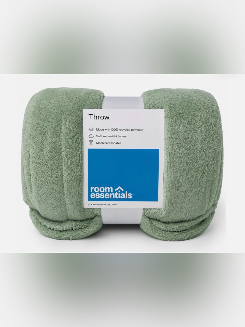 Room Essentials Sage Green Plush Throw Blanket